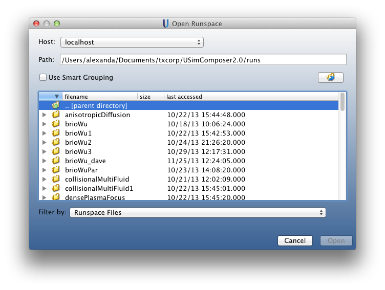 file menu open runspace window