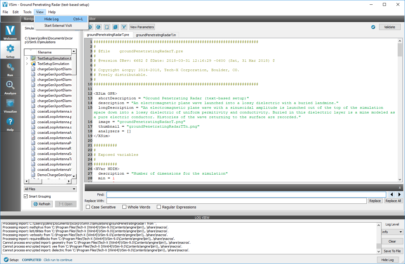 find and replace window message